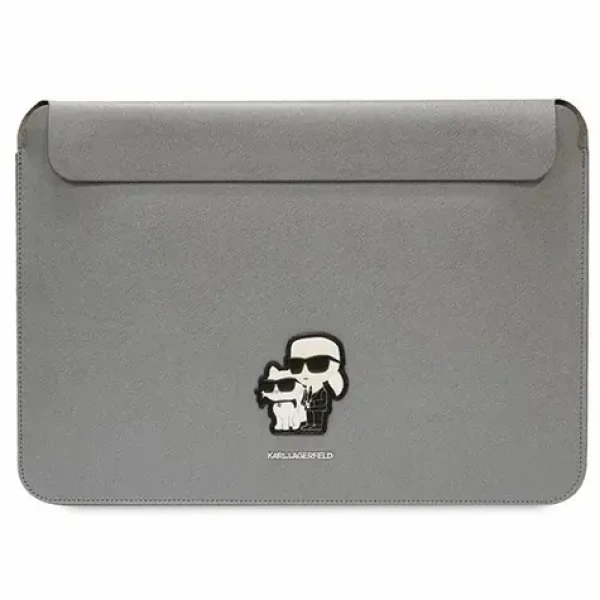 Karl Lagerfeld Saffiano Karl Choupette strieborná / Obal na notebook / 14" (KLCS14SAKCPMG)