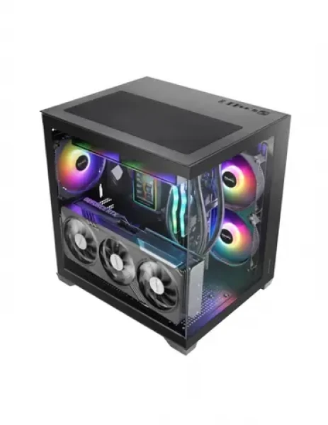 Tacens MARS MC-VIEW3 čierna / Počítačová skriňa / Mini Tower / mATX / Mini-ITX / tvrdené sklo / 3x 120mm ARGB (TACMARS-MCVIEW3)