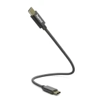 HAMA USB-C na USB-C nylon čierna / Nabíjací kábel / USB 2.0 / 480 Mbps / 0,2 m (00201604)