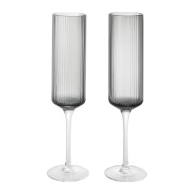 Ferm Living Poháre Ripple Champagne Smoked Grey – set 2 ks