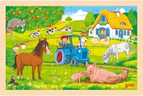 GOKI Drevené puzzle Farma