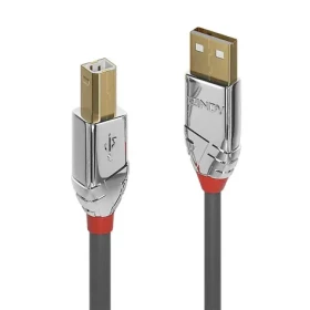 Lindy USB 2.0 Cromo Line sivá / Kábel USB / USB-A - USB-B / 7,5 m / 480 Mbit/s (36645)