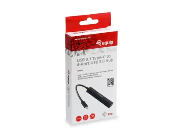 Equip USB-C Hub 4 Port / Káblový USB hub / 4× USB-A 3.2 / 5 Gbps (128954)