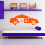 Veselá Stena Samolepka Policajné autíčko Farba: biela, Veľkosť: 40 x 13 cm