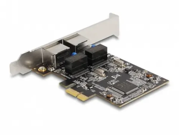 DeLock PCI Express x1 / Sieťová karta / 2x Gigabit LAN RJ-45 / Realtek RTL8111H / pre IP kamery (88615)