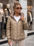 Dámska prechodová bunda s odnímateľnou kapucňou, farba kamelová, FashionStreet TY5780 XXL