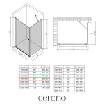 CERANO - Sprchovací kút Antelo L/P - 6 mm - čierna matná, transparentné sklo - 90x100x190 - otočný CER-434004
