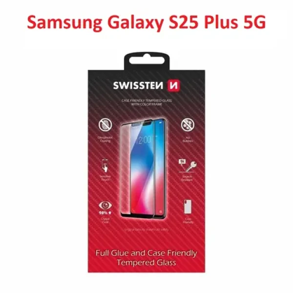 Swissten FULL GLUE COLOR FRAME CASE FRIENDLY sklo pre Samsung S936B Galaxy S25 PLUS 5G čierna (54501871)