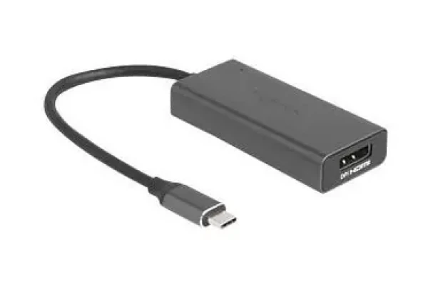 DeLock šedá / Kábel adaptéra / USB-C (M) - HDMI + DisplayPort (F) combo / 15 cm / 8K 120Hz (64316)