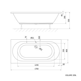 AQUALINE - JIZERA obdĺžniková vaňa 170x80x39cm, biela G1780