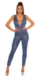 Sexy KouCla Party Jumpsuit with XL V-Cut silver XS