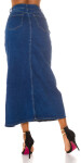 Sexy Musthave Denim Skirt with Slit denimblue