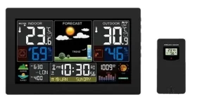 Solight TE81XL čierna / meteostanica / extra veľký farebný LCD / teplota / vlhkosť / tlak / USB napájanie (8592718030643)