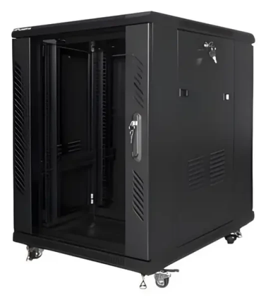 Lanberg 15U 19" čierna / Stojanový rozvádzač / 600×800 mm / Flat pack / Voľne stojaci (FF01-6815-12B)