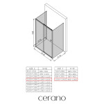 CERANO - Trojstenný sprchovací kút Varone POINT UL/P - 6 mm - čierna matná, grafitové sklo - 120x100x195 - posuvný CER-8050BD7810