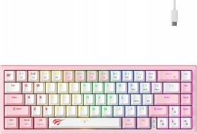 Havit Klawiatura mechaniczna gamingowa HAVIT KB874L RGB (różowo-Biela)
