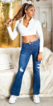 Sexy Highwaist Wide Leg Jeans in Used Look denimblue