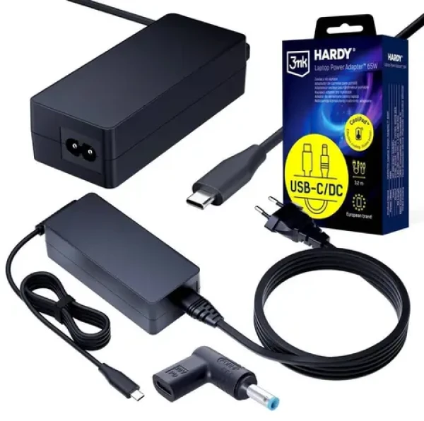 3mk Hardy Napájací adaptér pre notebooky HP 20V / Nabíjačka / USB-C / DC 4.5x3.0 mm (5903108753777)