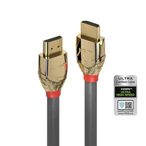 Lindy Gold Line 37604 sivá / HDMI kábel / Ultra High Speed / 5 m / HDMI 2.1 / 120Hz (37604)