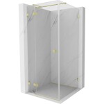 MEXEN/S - Lunar T sprchovací kút dvere krídlové ľavá 80 x 80, transparent, zlato kartáčovaná 834T-080-080-55-00-L