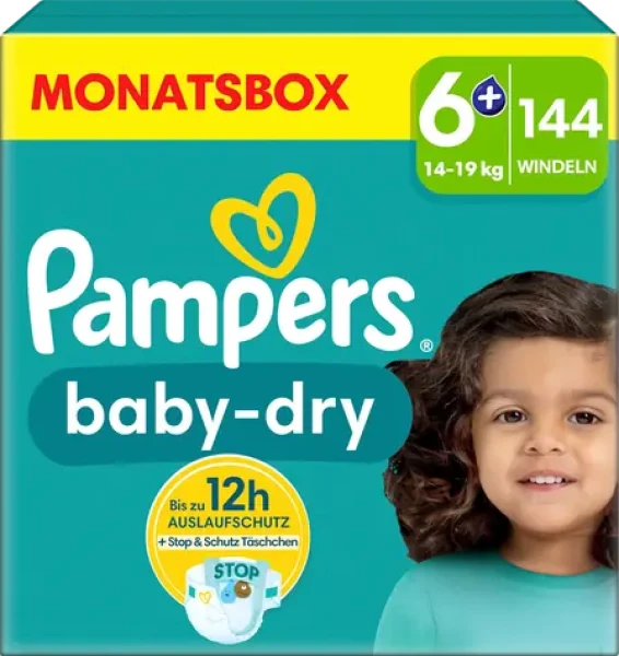 Pampers Baby Dry 14-19kg (144 ks) / plienkové nohavičky / veľkosť 6+ (14-19kg) (8700216291149)