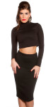 Sexy KouCla Crop Top dlhým rukávom Belly Free black