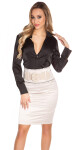 Sexy Pencilskirt in businesslook with belt white 40