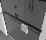 CERANO - Sprchová zástena Walk-in Crystal TL/P - 10 mm - bezvzperový systém + polička/držiak na uteráky - čierna matná, grafitové sklo - 160x150x200 CER-8050BD81786