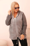 Dámska mikina Plus Size s kapucňou a potlačou BKLYN, grafitová UNI