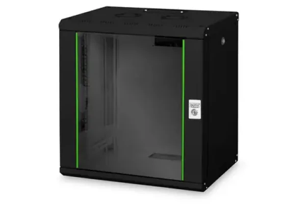 Digitus Unique čierna / Nástenný rozvádzač / 19" / 12U / 643x600x450 mm / aktívne chladenie (DN-19 12-U-SW)