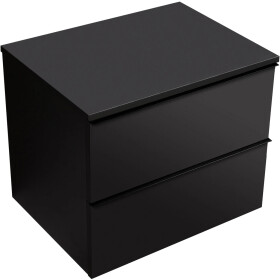 CERANO - Kúpeľňová skrinka Velora - čierna matná, úchytka čierna + doska pod umývadlo Navira Slim - 18 mm - 60x54,8x46,5 CER-664762