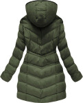 Dámska prešívaná zimná bunda v khaki farbe s kapucňou (w749-1) odstíny zelené S (36)