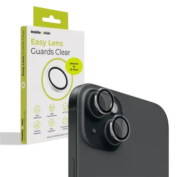 Mobile Origin Easy Lens guards ochranné sklo na objektív pre Apple iPhone 15/15 PLUS číra (FRL-LSG-i15-CLR)