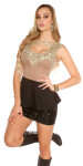 Trendy Koucla top with peplum and lace navy S