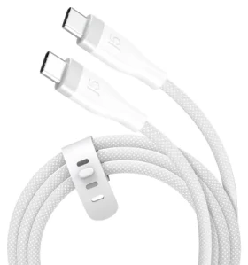J5Create Opletený nabíjací kábel USB-C biela / Nabíjací a dátový kábel / USB-C - USB-C / 60 W / 1,8 m (JUCX18L18W-N)