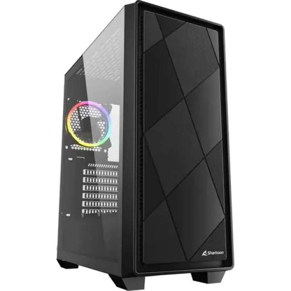 Sharkoon VS8 RGB čierna / ATX / 2x USB 3.0 / 1x USB-C / 3x 120mm / bez zdroja / priehľadná bočnica (4044951039081)