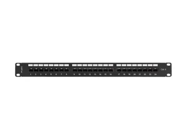 Lanberg 24 Port 1U / Patch panel / 19" / Cat.6 UTP / čierny / s organizérom káblov (PPU6-1124-B)