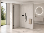 CERANO - Sprchová zástena Walk-in Orbis Top Round Ľ/P - 8 mm - okrúhla vzpera - čierna matná, transparentné sklo - 130x200 CER-682156