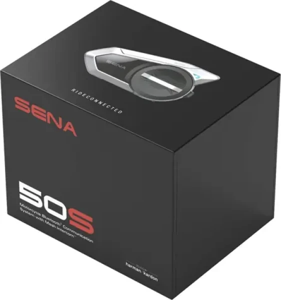 Sena 50S-10 čierna / Motocyklová Bluetooth interkom súprava / dosah 8 km / 4 užívatelia / FM rádio / BT 5.0 (50S-10)