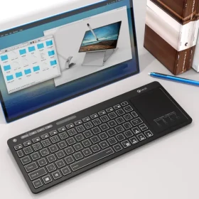 C-tech WLTK-03 čierna / Bezdrôtová klávesnica s touchpadom / Bluetooth 5.0 + 2.4 GHz / USB-C / LED (WLTK-03)