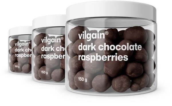 Vilgain Lyofilizované maliny v čokoláde – 3× horká čokoláda 150 g