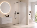 CERANO - Sprchová zástena Walk-in Orbis Round - Pravá - 8 mm - guľatá vzpera - čierna matná, mliečne sklo - 160x200 CER-999942