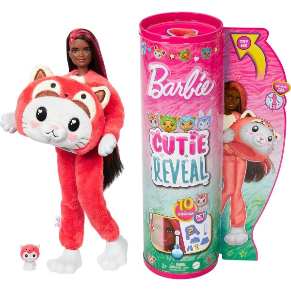 Barbie Cutie Reveal Barbie v kostýme Koťátko v červeném kostýmu Pandy