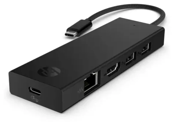 HP Portable USB-C Hub čierna / dokovacia stanica / HDMI / 2x USB 3.2 / RJ45 / 65 W (BR1U0UT)