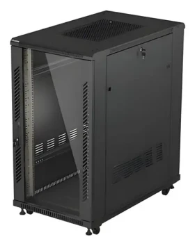 Lanberg 22U 19" čierny / Stojanový rozvádzač / 600x1000 mm / Flat pack / Sklenené dvere (FF01-6022-12B)