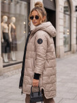 Dámska prešívaná prechodná bunda s kapucňou v kamelovej farbe od FashionStreet TY5790 M