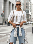 MODEZINE dámska blúzka oversize biela FashionStreet RY2689 univerzita