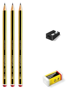 Staedtler Noris HB Set / Sada grafitových ceruziek / Tvrdosť HB / Strúhatko a guma / Drevo PEFC (120 SBK3P1)