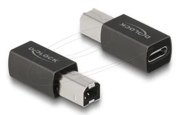 DeLock Adaptér USB-C (F) - USB-B (M) antracitová / Adaptér / USB 2.0 (65839)