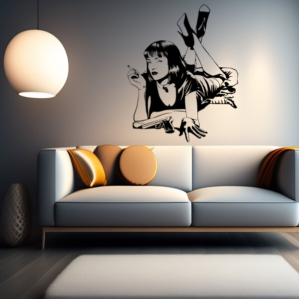Veselá Stena Samolepka Pulp Fiction Farba: černá, Veľkosť: 100 x 125 cm